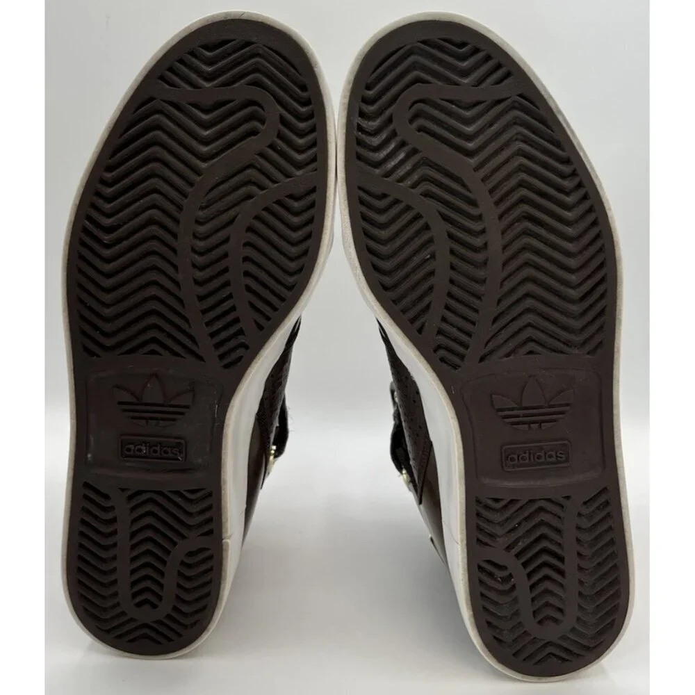 Adidas Adi-Rise Mid Men’s Size 8 Shoes Dark Brown Leather Gold Accents G20518 - Picture 11 of 12